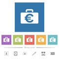 Euro bag flat white icons in square backgrounds