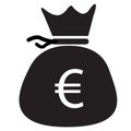 Euro bag icon on white background. flat style. money bag cash icon for your web site design, logo, app, UI. Euro EUR black symbol Royalty Free Stock Photo