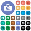 Euro bag round flat multi colored icons Royalty Free Stock Photo