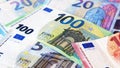 Euro bank notes close view for background usage