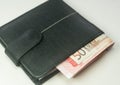 Euro bank notes inside a black wallet Royalty Free Stock Photo