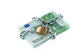 Euro bank notes with a lock and chain. Royalty Free Stock Photo