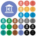 Euro bank office round flat multi colored icons