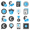 Euro banking business and service tools icons