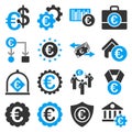 Euro banking business and service tools icons