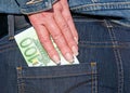 Euro banknote bluejeans Royalty Free Stock Photo