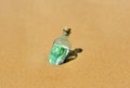 100 euro banknote in a bottle found on the shore of the beach Royalty Free Stock Photo