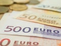 euro banknote and coin Royalty Free Stock Photo