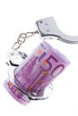 Euro banknote with handcuffs