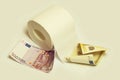 Euro banknote and toilet paper Royalty Free Stock Photo