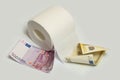 Euro banknote and toilet paper Royalty Free Stock Photo