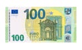 100 euro banknote on a white background.