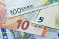 Euro banknotes background close up Royalty Free Stock Photo