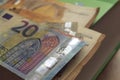 Euro banknotes background. Money of European Union on the German accountant book