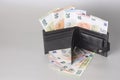 Euro banknotes in black purse Royalty Free Stock Photo