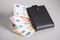 Euro banknotes in black purse Royalty Free Stock Photo