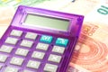 Euro banknotes and a calculator Royalty Free Stock Photo