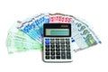 Euro banknotes and calculator Royalty Free Stock Photo