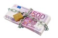 Euro banknotes with chain and padlock Royalty Free Stock Photo