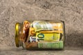 Euro banknotes in classic glass jar