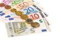 Euro banknotes and coins