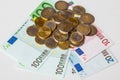 Euro banknotes and coins Royalty Free Stock Photo