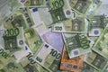 Euro banknotes of different denominations arranged in random order Royalty Free Stock Photo