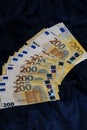 200 euro banknotes european bill cash money isolated on black background two hundred euro close up modern high quality instant