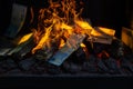 euro banknotes fire in fireplace Royalty Free Stock Photo
