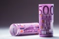 Euro banknotes. Five hundred euro banknotes.Toned Photo Royalty Free Stock Photo