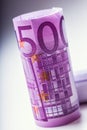 Euro banknotes. Five hundred euro banknotes. Toned Photo Royalty Free Stock Photo