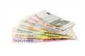 Euro banknotes from five up to five hundred Royalty Free Stock Photo