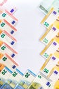 Euro banknotes frame. Money mockup