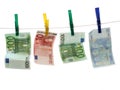 Euro Banknotes on Laundry Rope Royalty Free Stock Photo