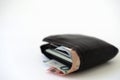 Euro banknotes in leather wallet Royalty Free Stock Photo