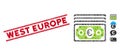 Euro Banknotes Mosaic and Distress West Europe Seal with Lines