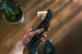 Euro banknotes protruding from a wallet. Royalty Free Stock Photo