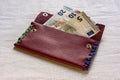 5, 10 and 20 Euro banknotes in a purse Royalty Free Stock Photo