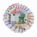 Euro banknotes on roulette theme. Royalty Free Stock Photo