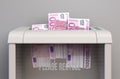 Euro Banknotes In Shredder Royalty Free Stock Photo