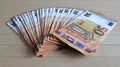 Bundle of Euro banknotes. 50 Euromoney.