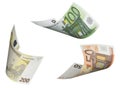 Euro bill collage isolated on white Royalty Free Stock Photo