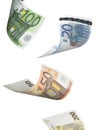 Euro bill collage isolated on white Royalty Free Stock Photo