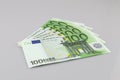 100 euro bills euro banknotes money. European Union Currency.  Isolated background Royalty Free Stock Photo