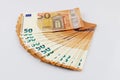 50 euro bills euro banknotes money. European Union Currency.  Isolated background Royalty Free Stock Photo