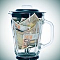 Euro bills in a blender Royalty Free Stock Photo