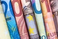 Euro bills closeup, european currency cash money Royalty Free Stock Photo