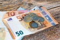 Euro bills and coins - cash money Royalty Free Stock Photo