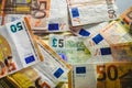 Euro bills harassing the English economy, brexit concept