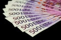 500 euro bills isolated on black Royalty Free Stock Photo